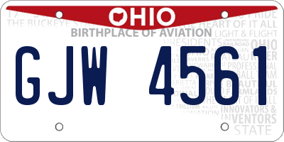 OH license plate GJW4561