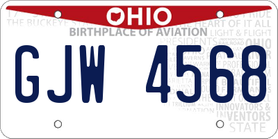OH license plate GJW4568