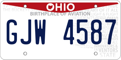 OH license plate GJW4587
