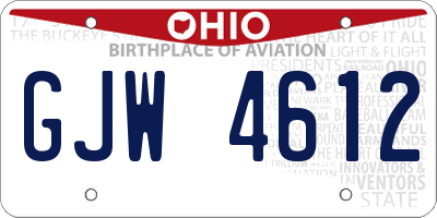 OH license plate GJW4612