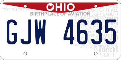 OH license plate GJW4635