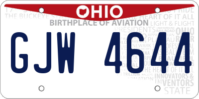 OH license plate GJW4644