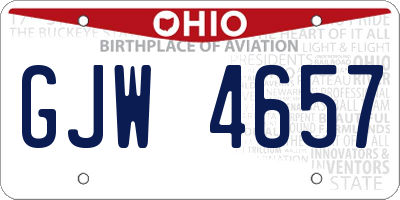 OH license plate GJW4657