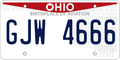 OH license plate GJW4666