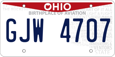 OH license plate GJW4707