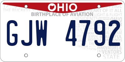 OH license plate GJW4792