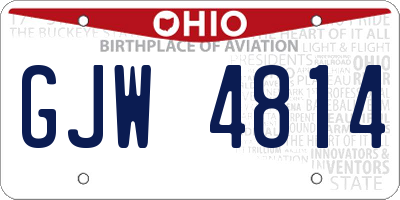 OH license plate GJW4814