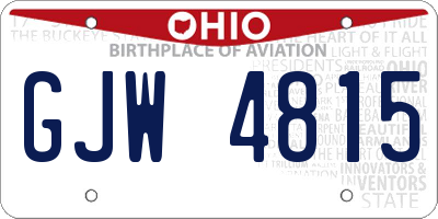 OH license plate GJW4815