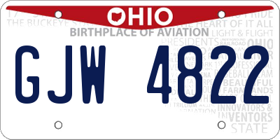 OH license plate GJW4822