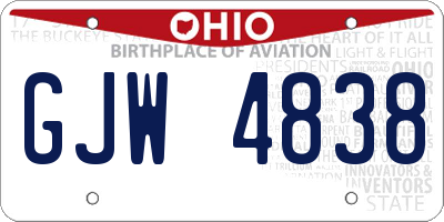 OH license plate GJW4838