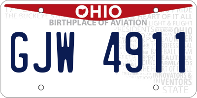 OH license plate GJW4911