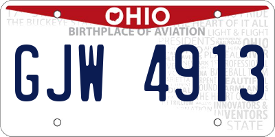 OH license plate GJW4913
