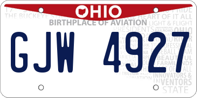 OH license plate GJW4927