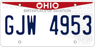 OH license plate GJW4953