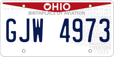 OH license plate GJW4973