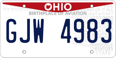 OH license plate GJW4983