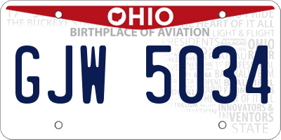 OH license plate GJW5034