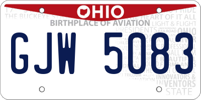 OH license plate GJW5083
