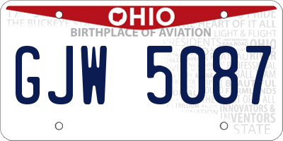 OH license plate GJW5087