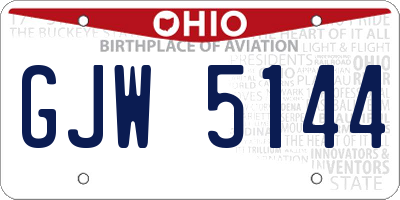 OH license plate GJW5144