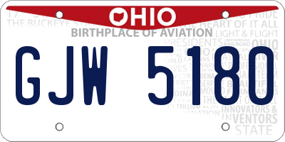 OH license plate GJW5180