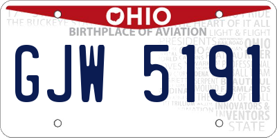 OH license plate GJW5191