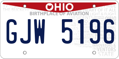 OH license plate GJW5196