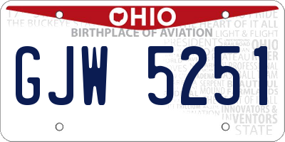 OH license plate GJW5251