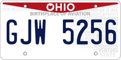 OH license plate GJW5256