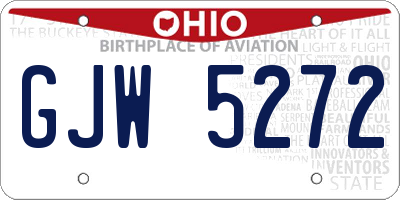 OH license plate GJW5272