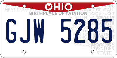 OH license plate GJW5285