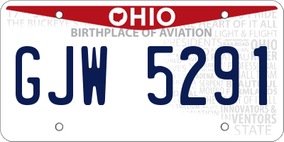 OH license plate GJW5291