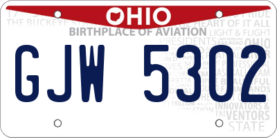OH license plate GJW5302