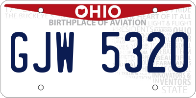 OH license plate GJW5320