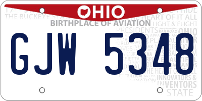 OH license plate GJW5348