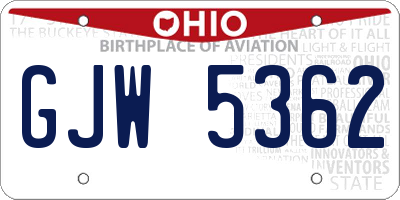 OH license plate GJW5362