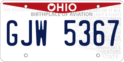 OH license plate GJW5367