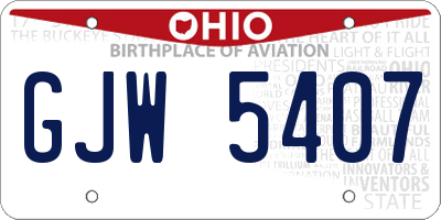 OH license plate GJW5407
