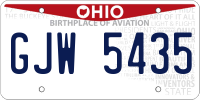 OH license plate GJW5435