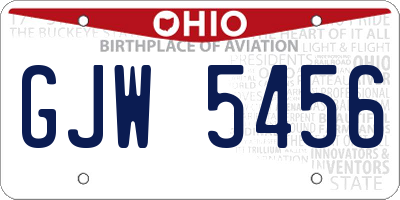 OH license plate GJW5456