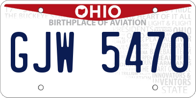 OH license plate GJW5470