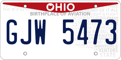 OH license plate GJW5473