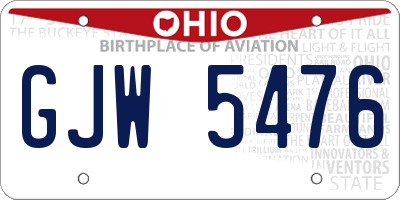 OH license plate GJW5476