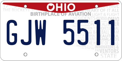 OH license plate GJW5511