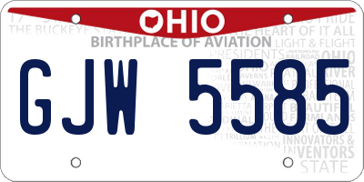 OH license plate GJW5585
