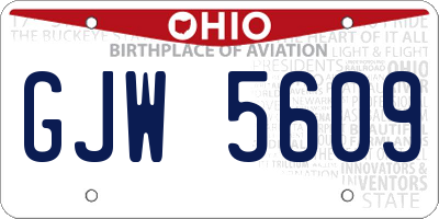 OH license plate GJW5609