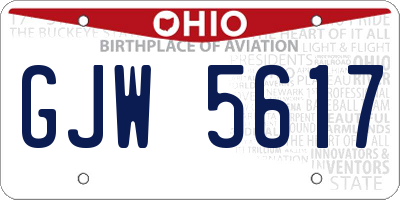 OH license plate GJW5617