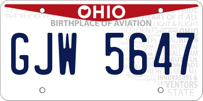 OH license plate GJW5647