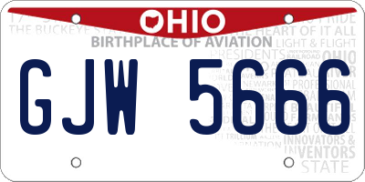 OH license plate GJW5666