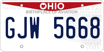 OH license plate GJW5668